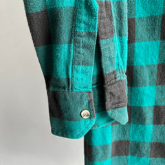 1980/90s Super Soft Green/Teal Buffalo Plaid Super Soft Cotton Flanelle