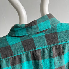 1980/90s Super Soft Green/Teal Buffalo Plaid Super Soft Cotton Flannel