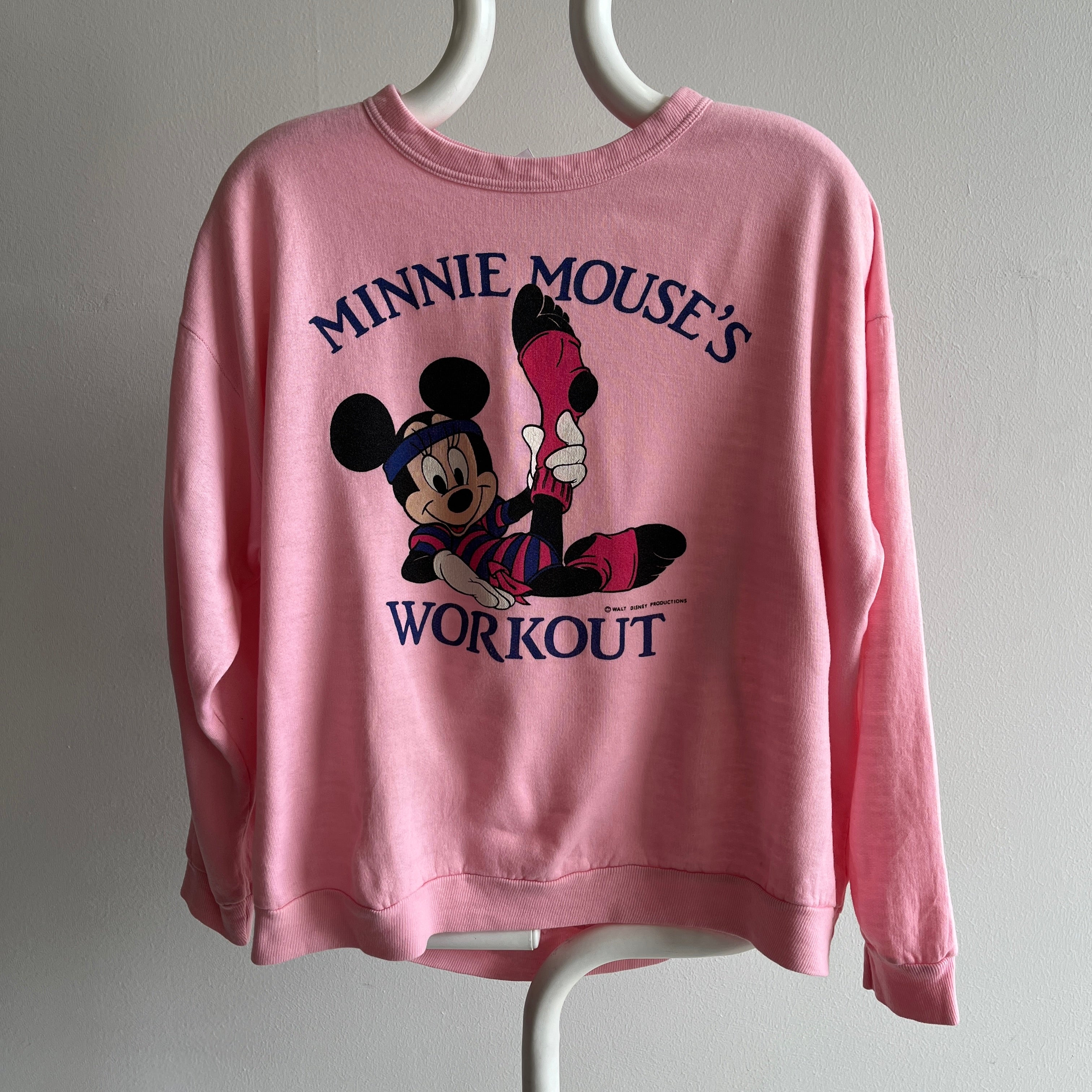 Sweat-shirt super doux d'entraînement de Minnie Mouse des années 1980