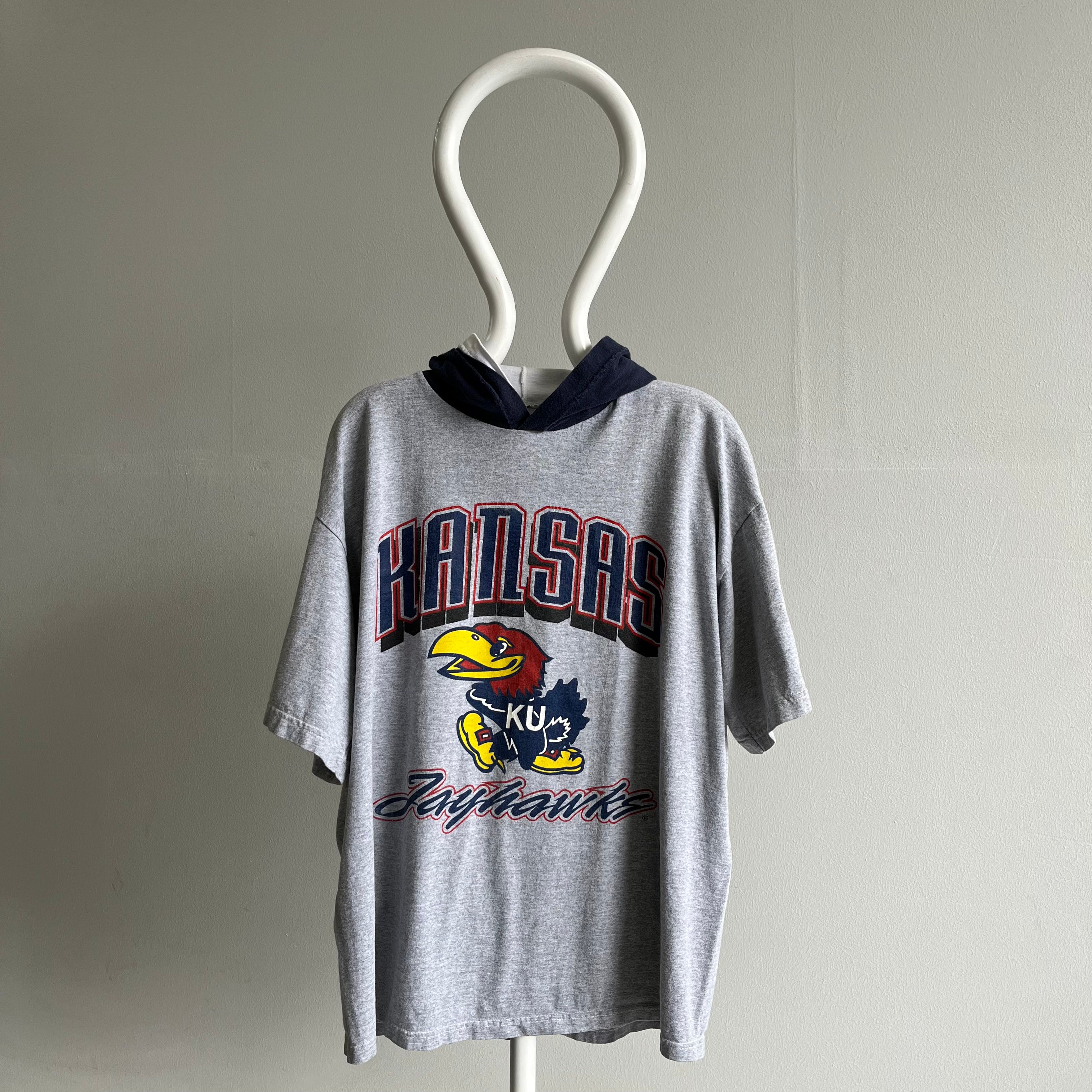 1990s Kansas University Jayhawks Oversized T-Shirt Hoodie - Oh My!