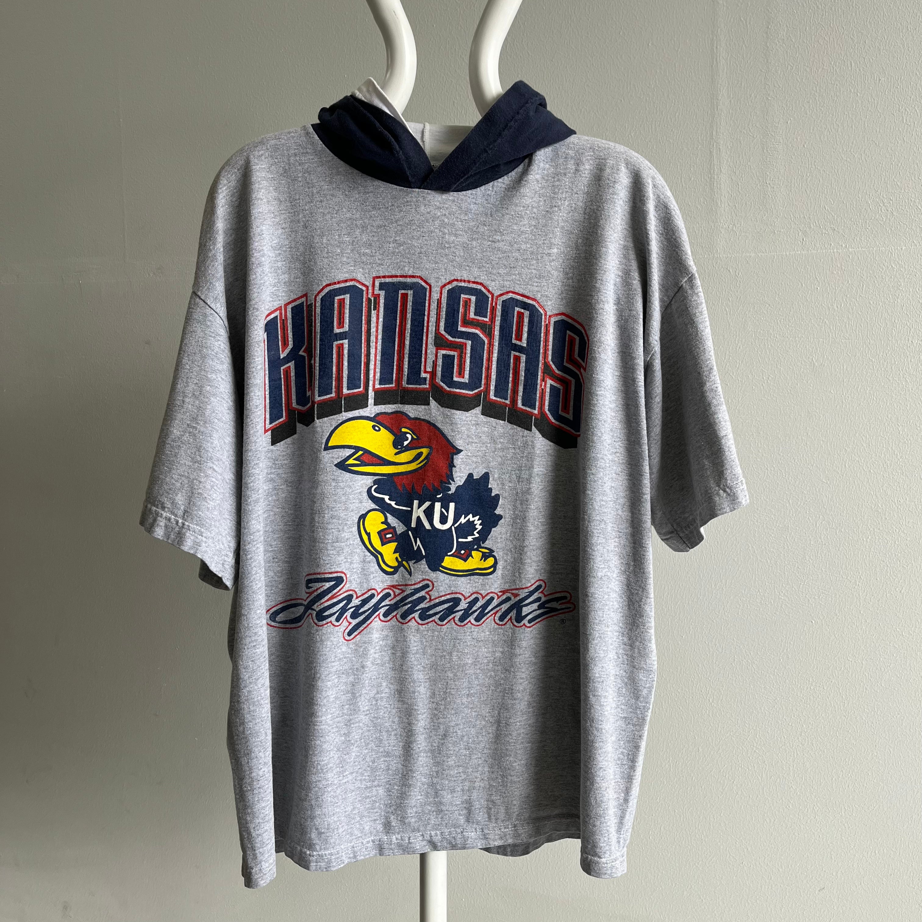 1990s Kansas University Jayhawks Oversized T-Shirt Hoodie - Oh My!