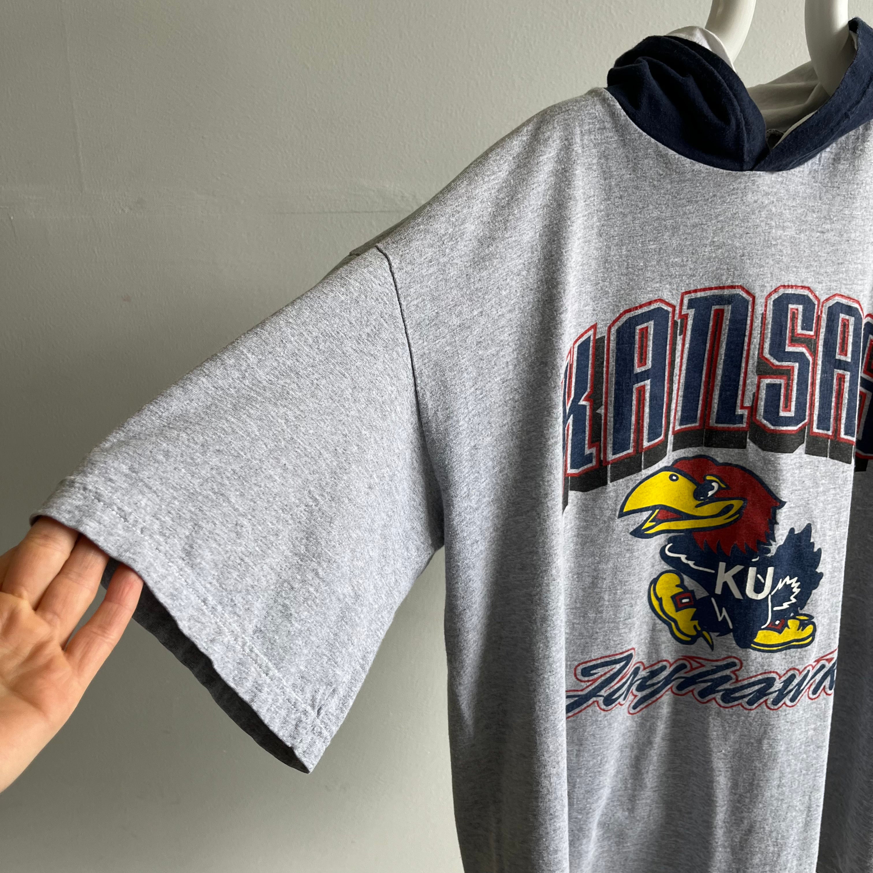 1990s Kansas University Jayhawks Oversized T-Shirt Hoodie - Oh My!