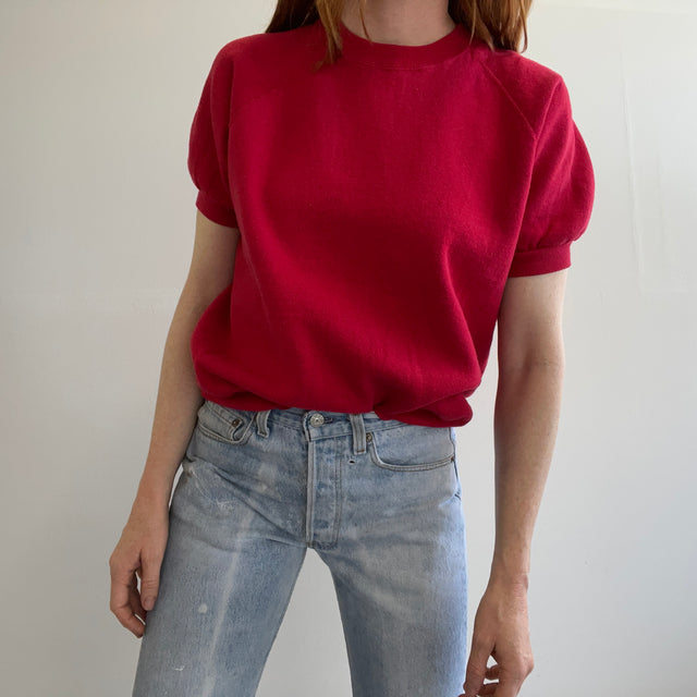 1990s Lee Brand Blank Red Short Sleeved Sweatshirt AKA Warm Up