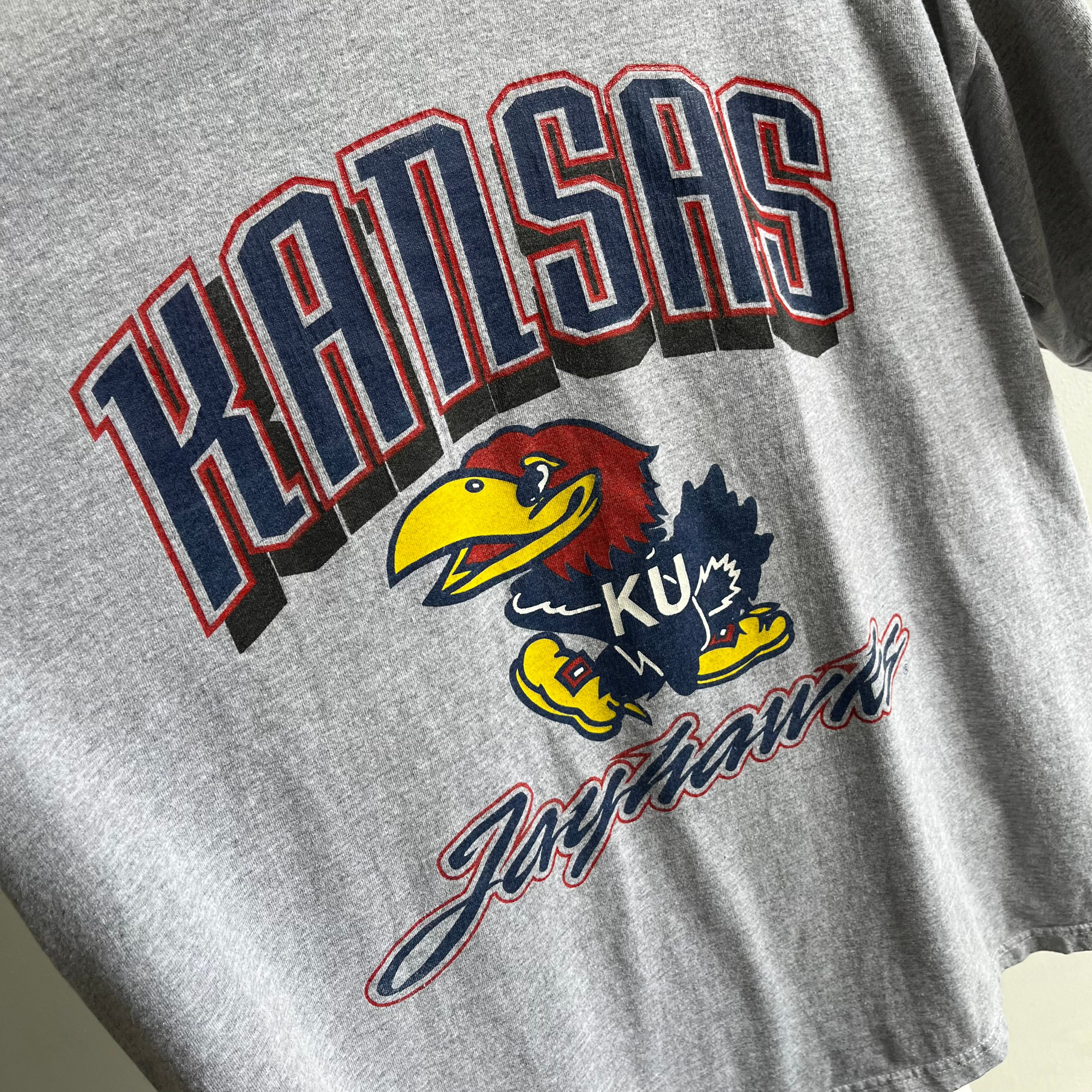 1990s Kansas University Jayhawks Oversized T-Shirt Hoodie - Oh My!