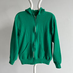 1980s Kelly Green Sweat à capuche zippé doux