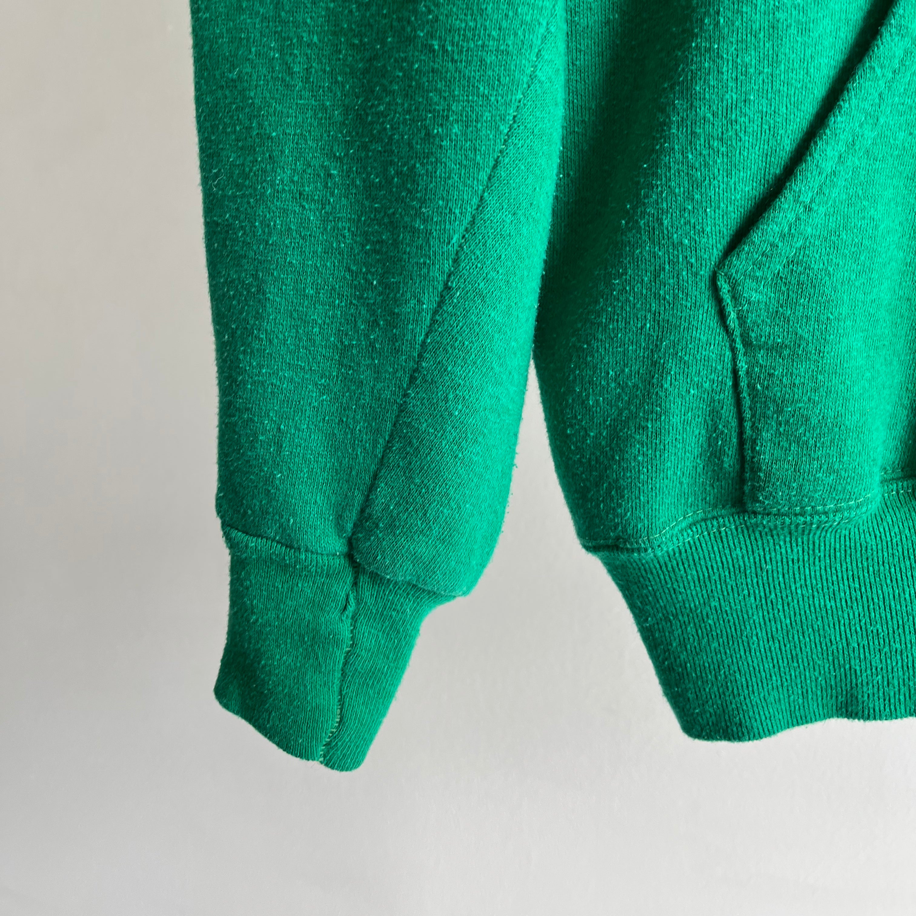 1980s Kelly Green Soft Zip Up Hoodie