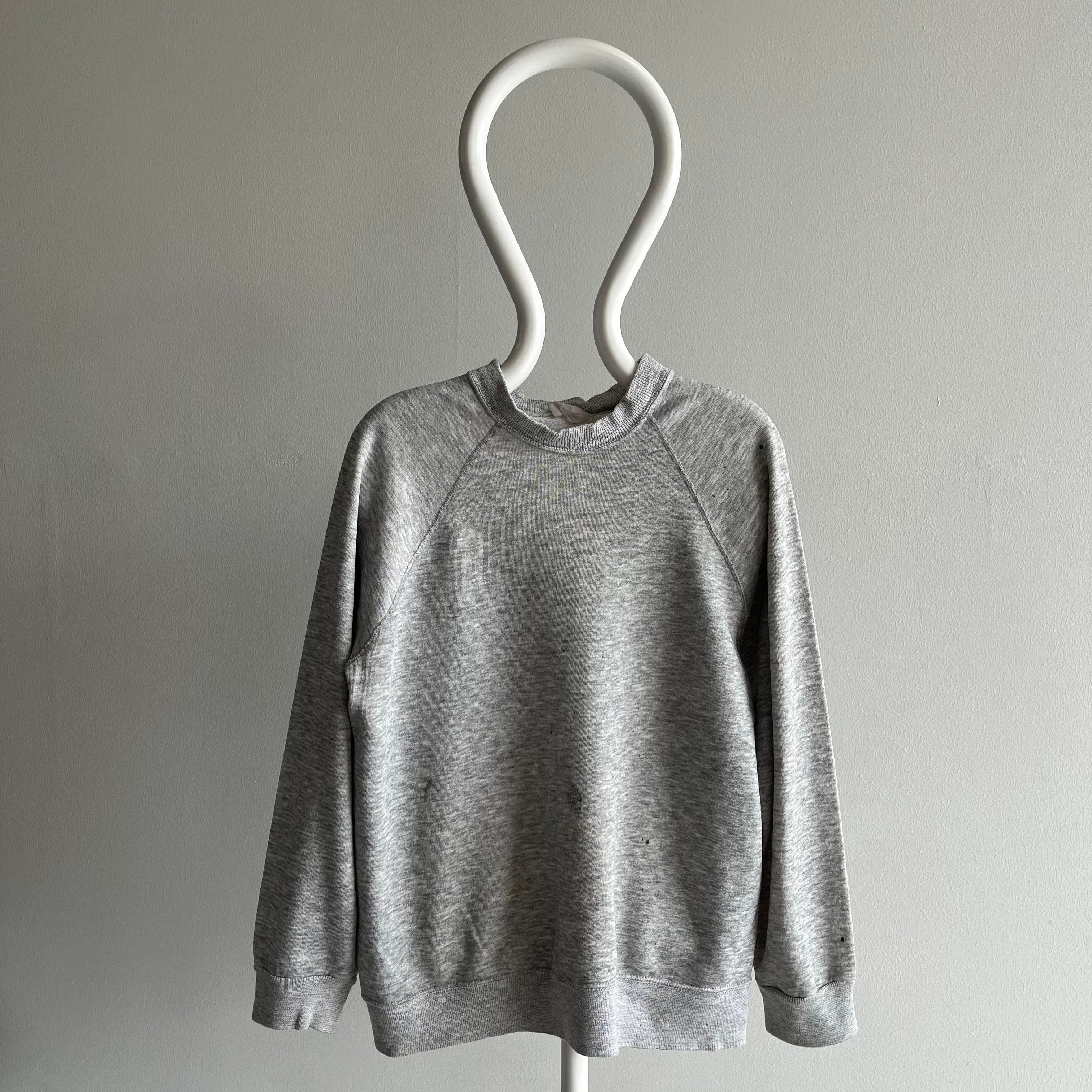 1980s Blank Gray Paint Stained and Awesome Sweatshirt by Track and Court