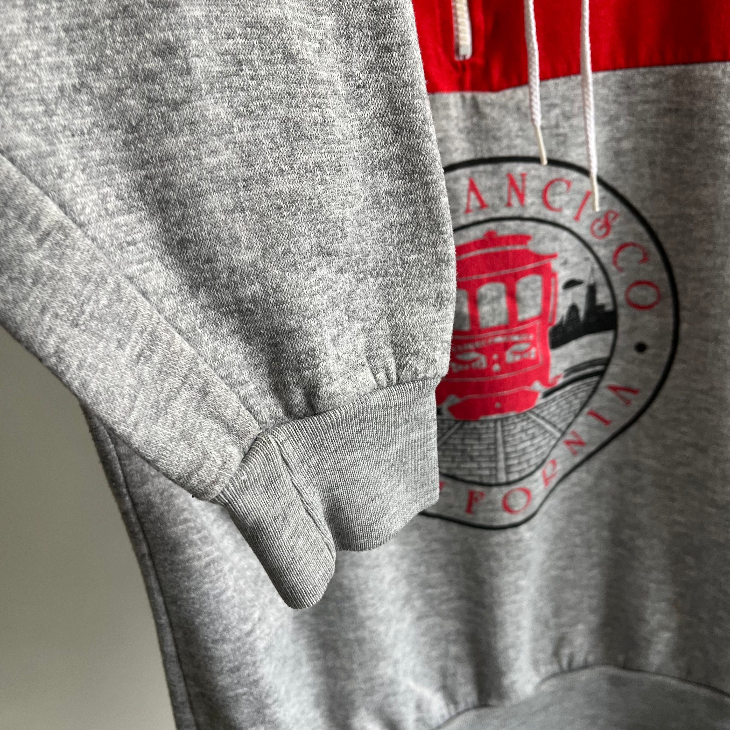 1990s San Francisco 1/4 Zip Boxy Mock Neck Lightweight Sweatshirt