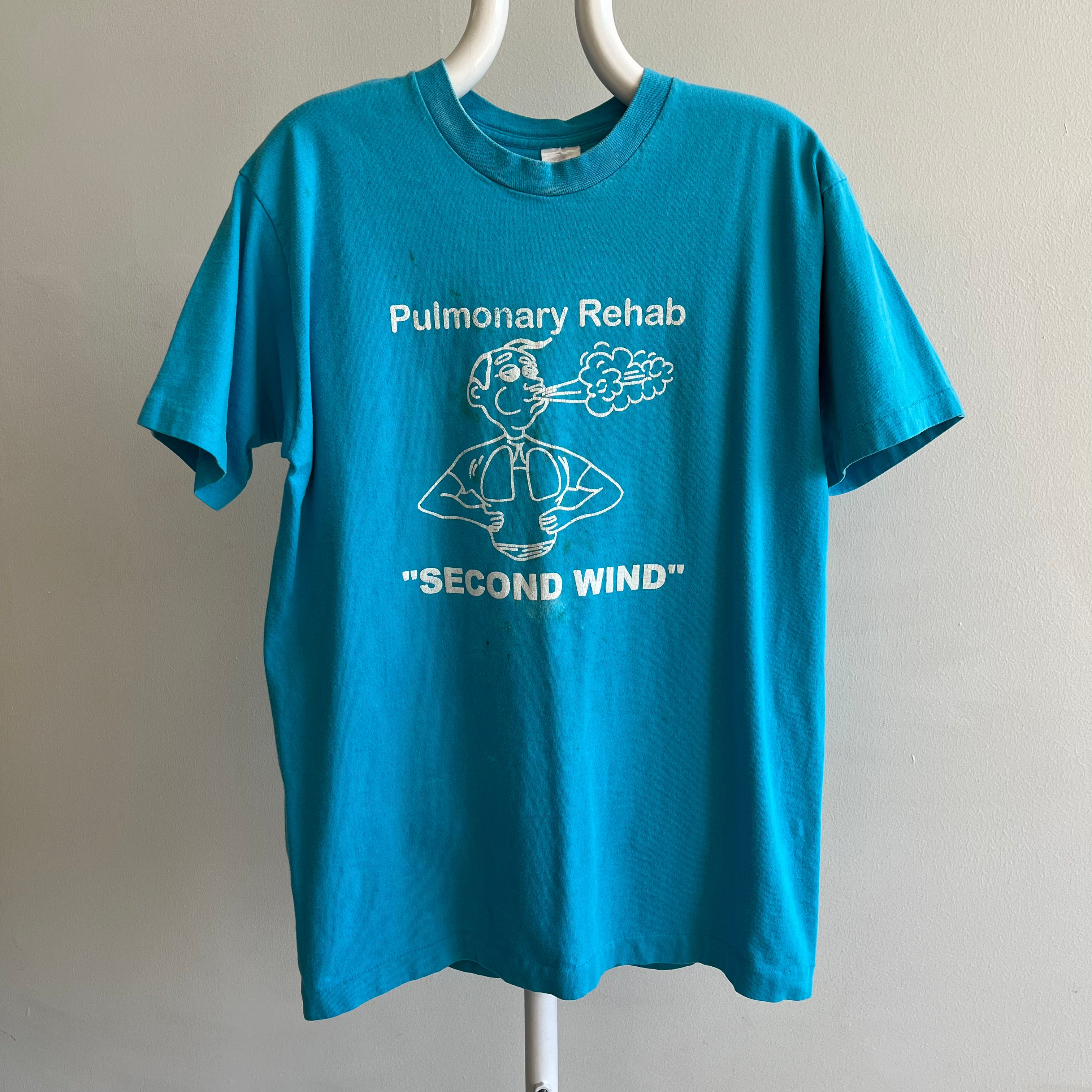 T-shirt FOTL de poids moyen super taché de réadaptation pulmonaire des années 1980