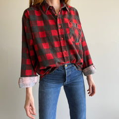 1980s Buffalo Plaid Lightweight Flannel - Cool Buttons!!