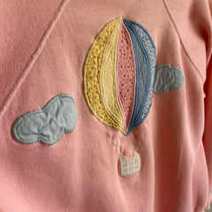 Sweat-shirt de grand-mère appliqué de ballon à air chaud des années 1980