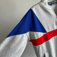 1980s Color Block 1/4 Zip with Pockets Sweatshirt