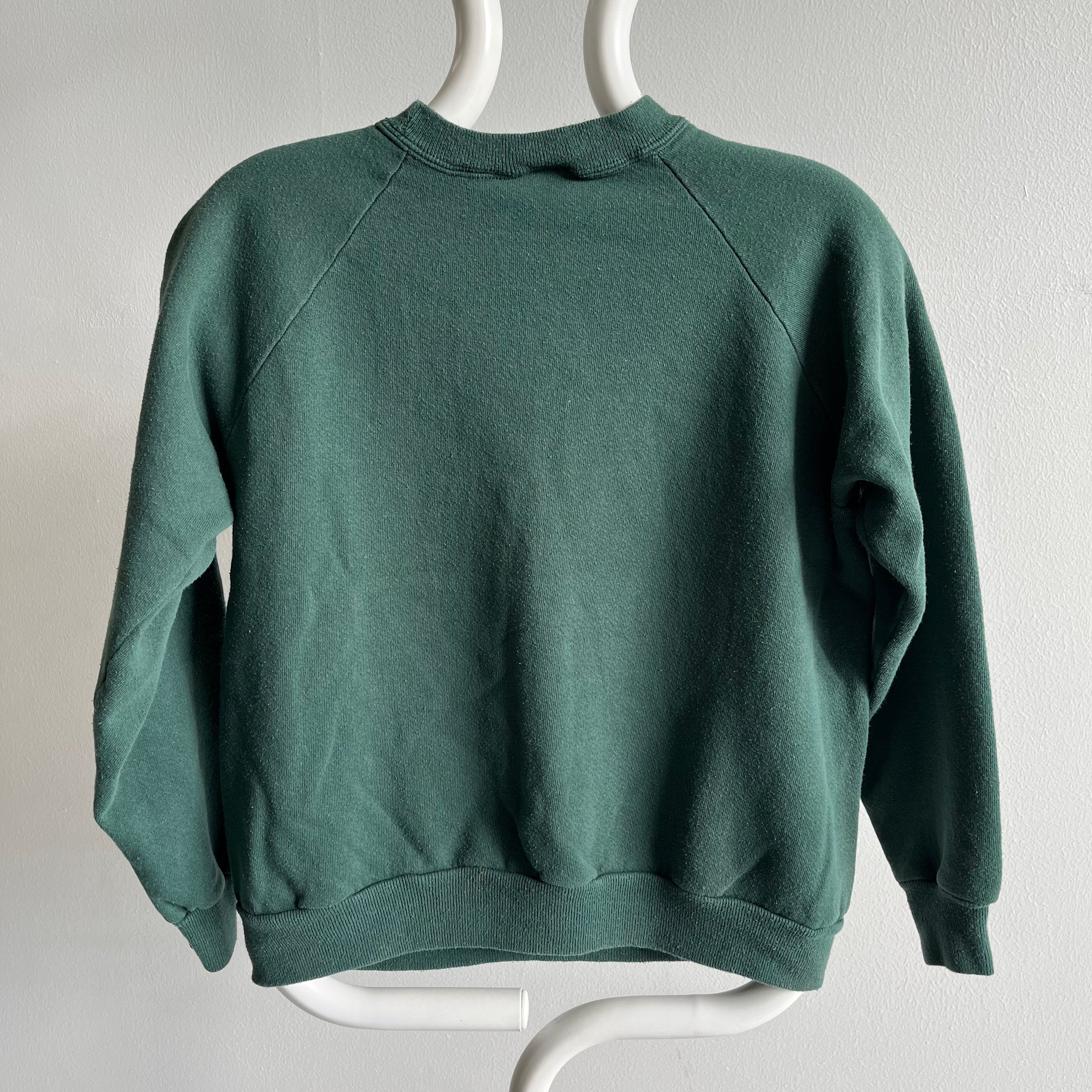 Sweat-shirt vert forêt délavé des années 1980