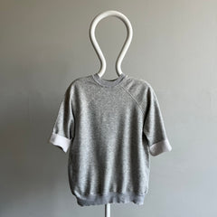 1980s Cut Sleeve Super Thin Gray Sweatshirt