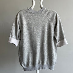 1980s Cut Sleeve Super Thin Gray Sweatshirt