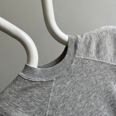 1980s Cut Sleeve Super Thin Gray Sweatshirt