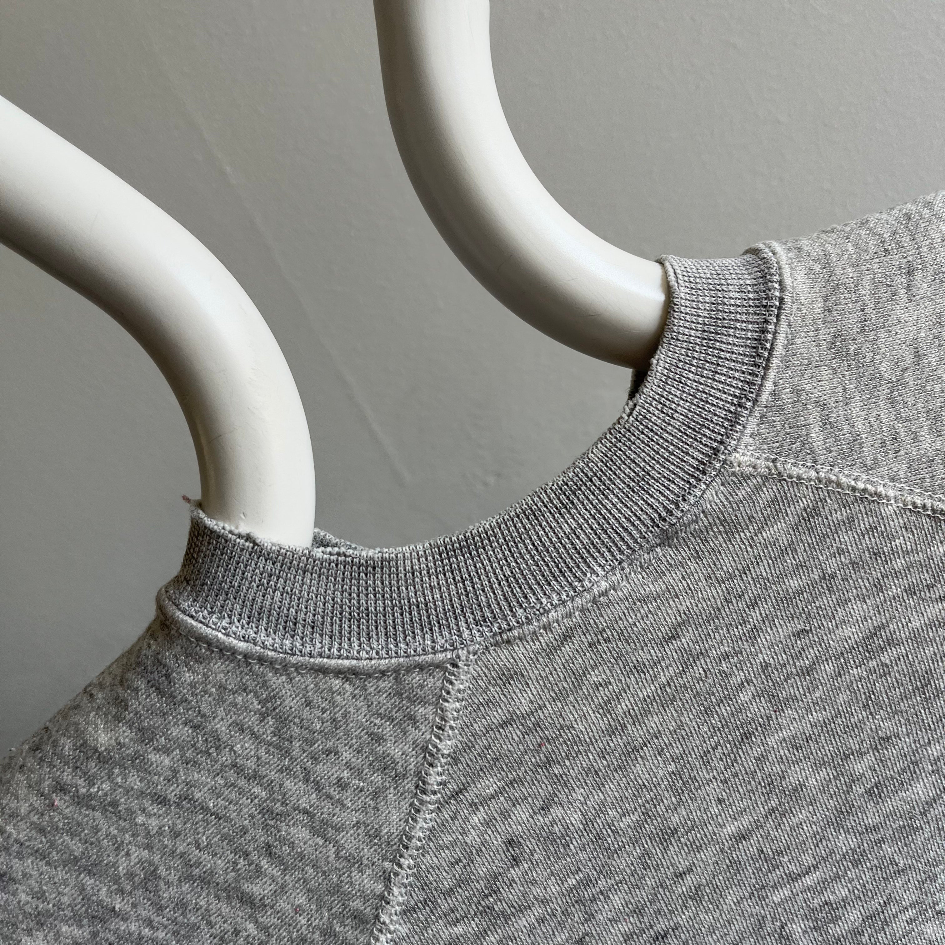 1980s Cut Sleeve Super Thin Gray Sweatshirt