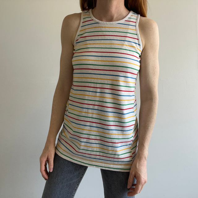 1970/80s Longer Striped Tank with a Slight Scoop Back