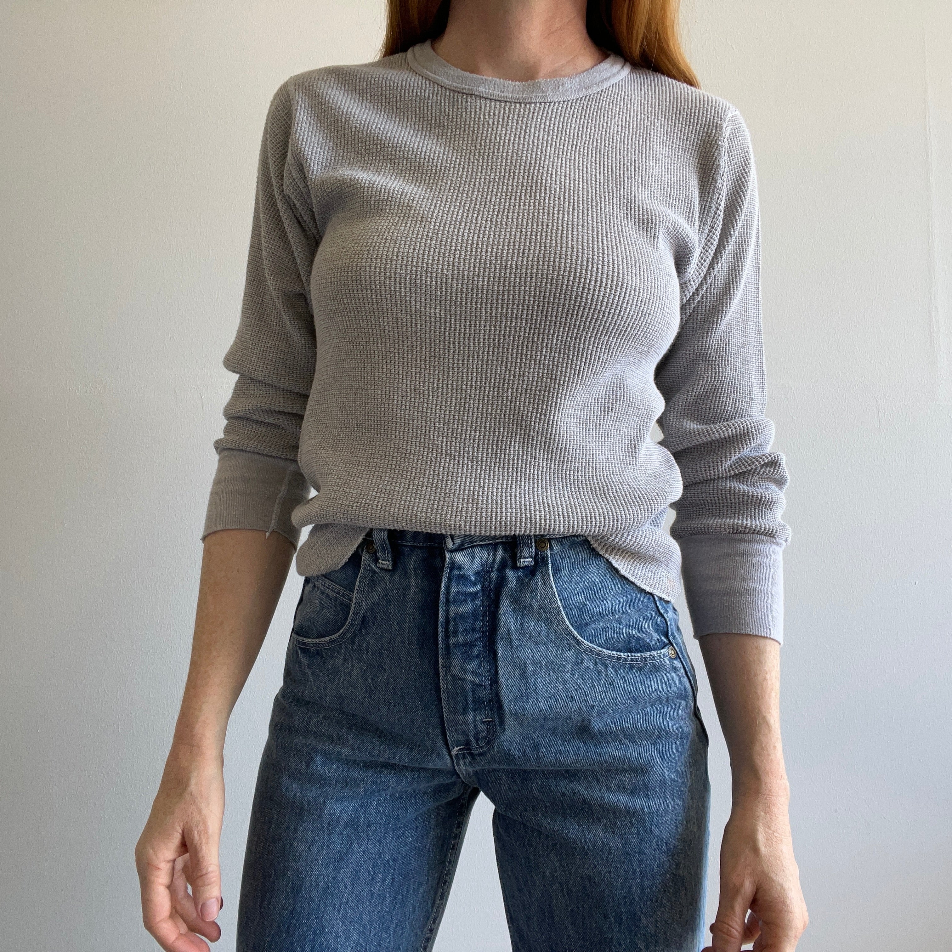 GG 1970s Stretchy Gray Long Sleeve Thermal by FOTL