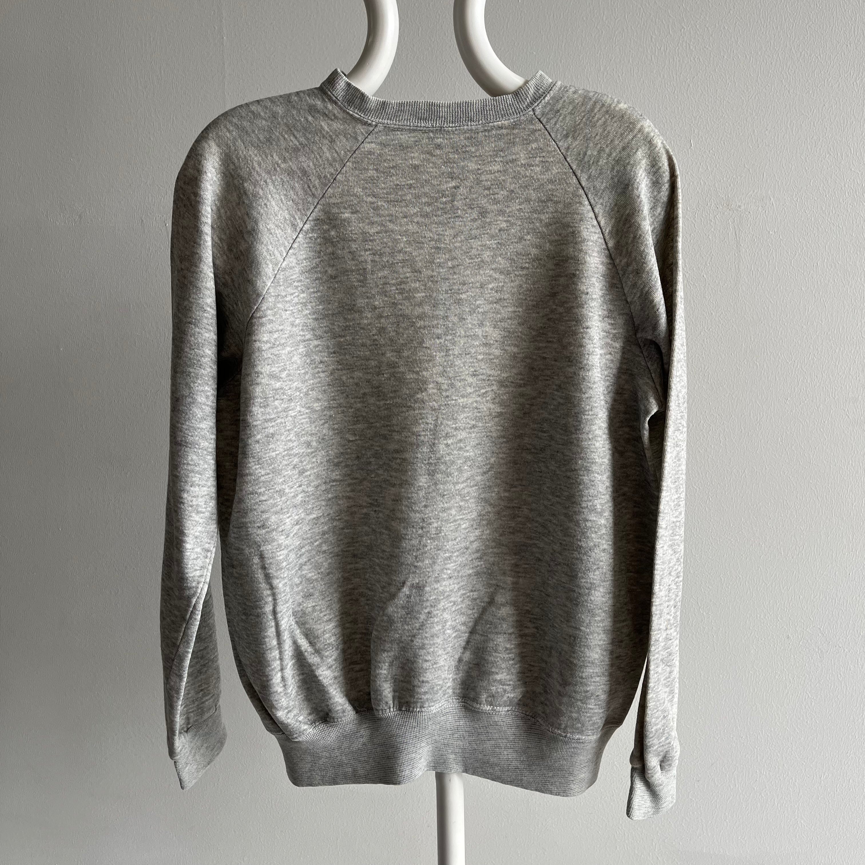 1980s Blank Gray Sweatshirt with a Cigarette Burn