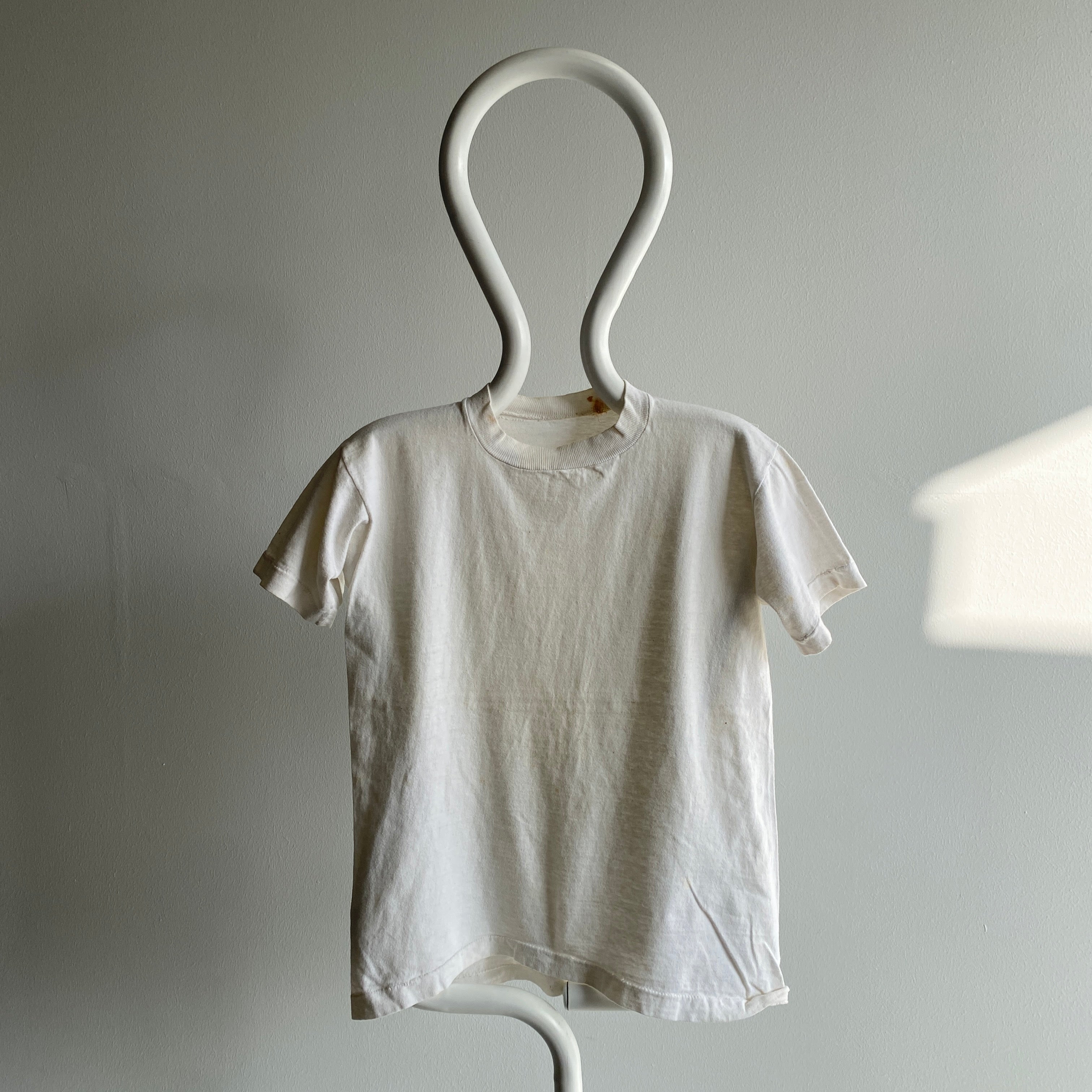 1970/80s Stained Blank White-ish Cotton T-Shirt