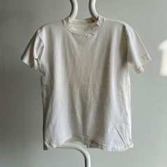 1970/80s Stained Blank White-ish Cotton T-Shirt