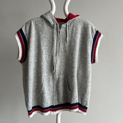 1980s Zip Up Muscle Hoodie Warm Up Sweatshirt