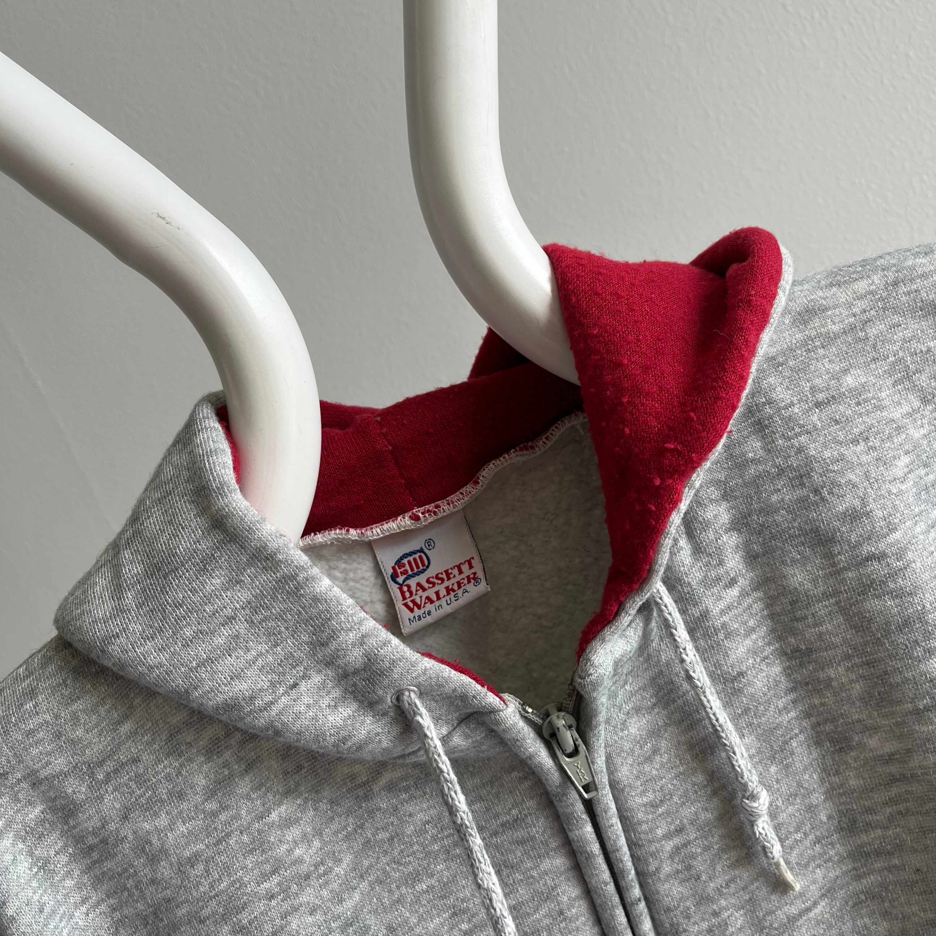 1980s Zip Up Muscle Hoodie Warm Up Sweatshirt