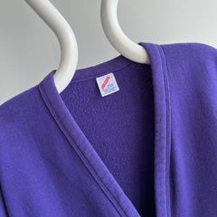 Cardigan molletonné violet des années 1980 par Jerzees