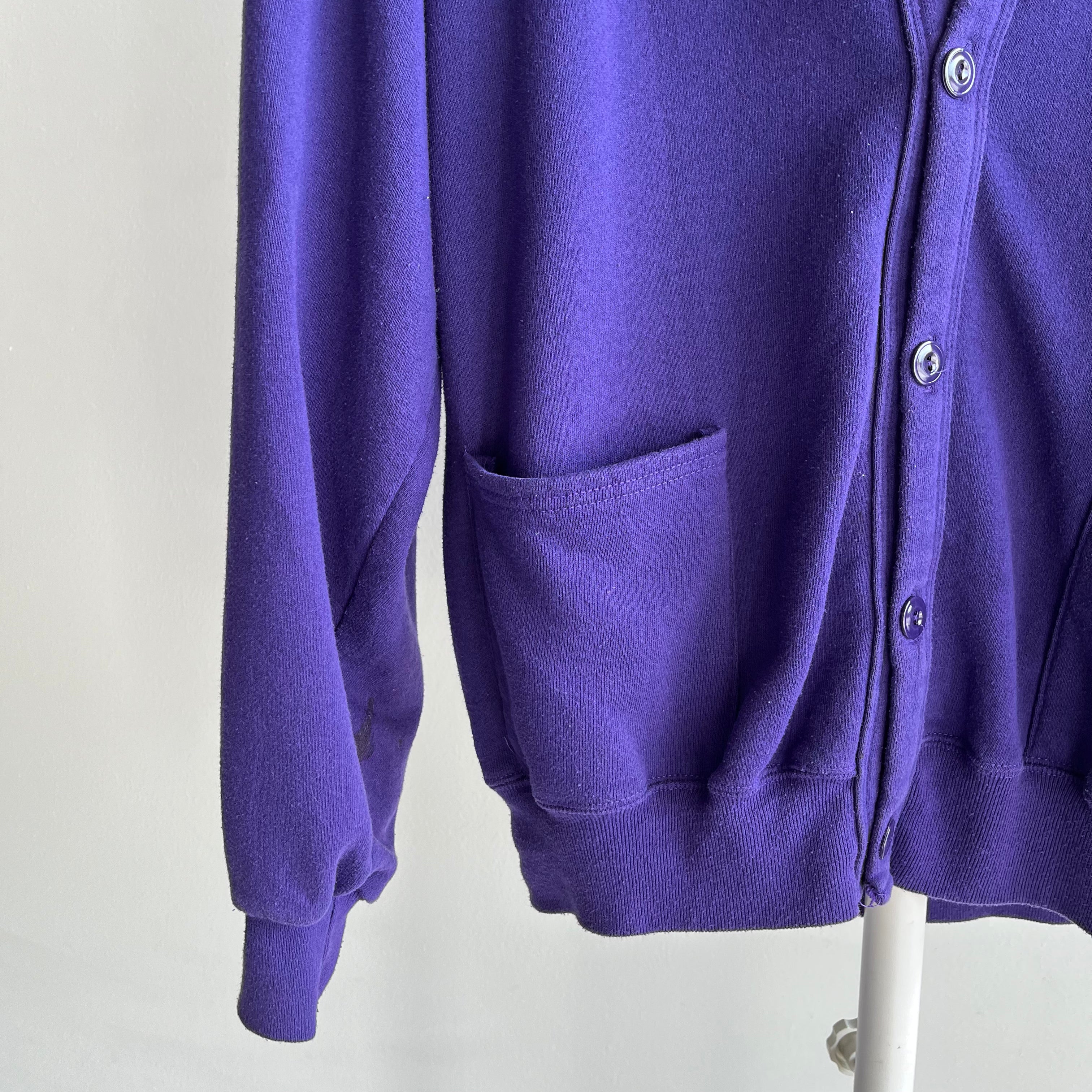 1980s Purple Sweatshirt Cardigan by Jerzees