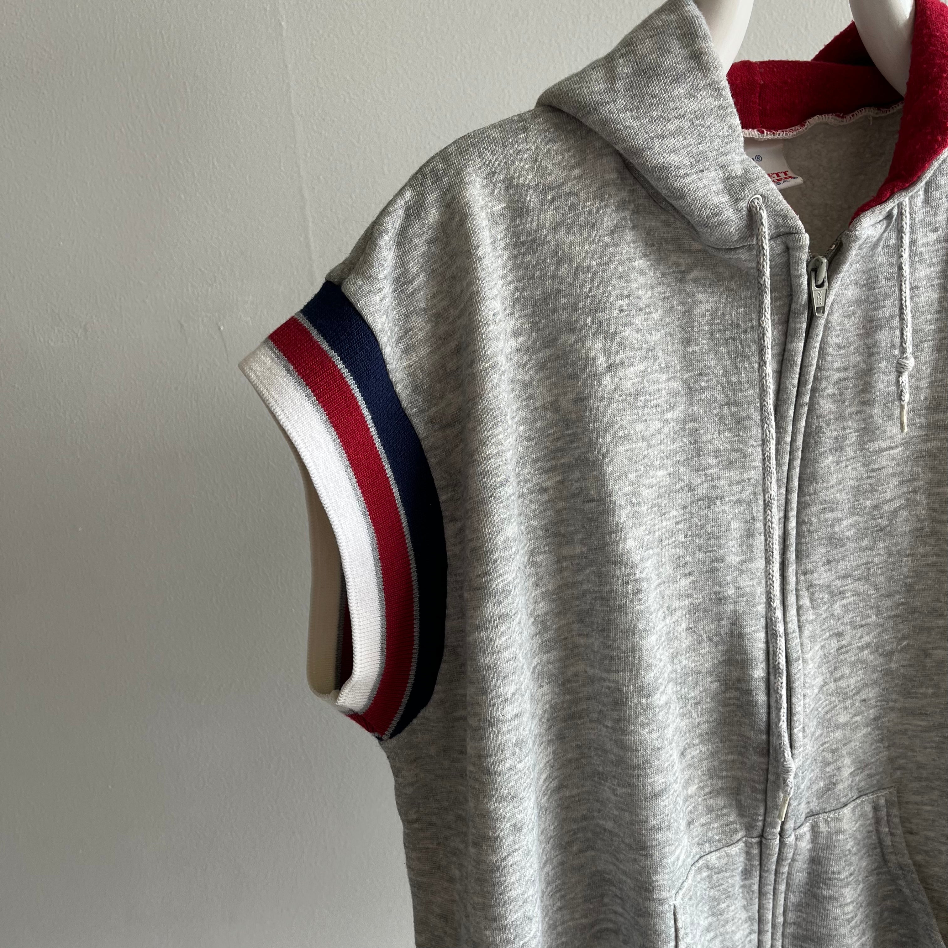 1980s Zip Up Muscle Hoodie Warm Up Sweatshirt