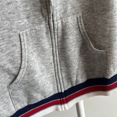 1980s Zip Up Muscle Hoodie Warm Up Sweatshirt