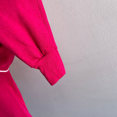 1980s Never Worn (Sauf this Pic) Hot Pink V-Neck Small Sweatshirt