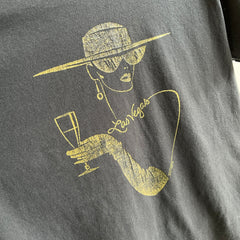 T-shirt de touriste noir et or Las Vegas des années 1980 - WOWZA