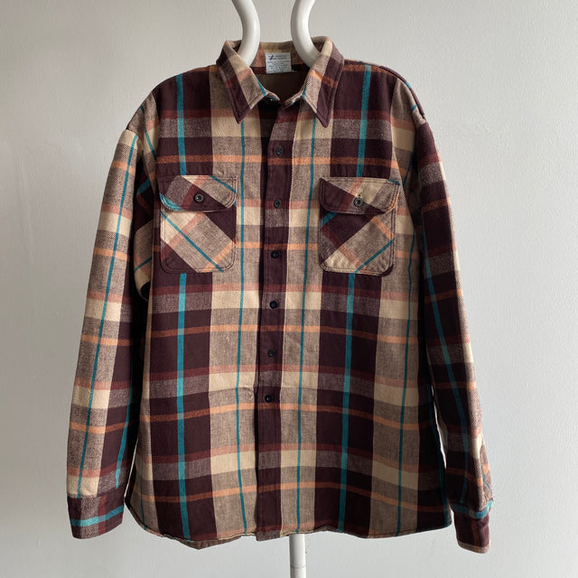 1980s Brown and Teal Insulated Flannel - Oversized