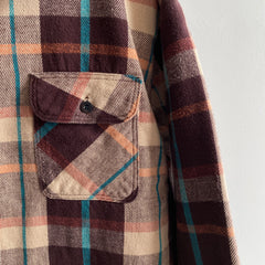 1980s Brown and Teal Insulated Flannel - Oversized