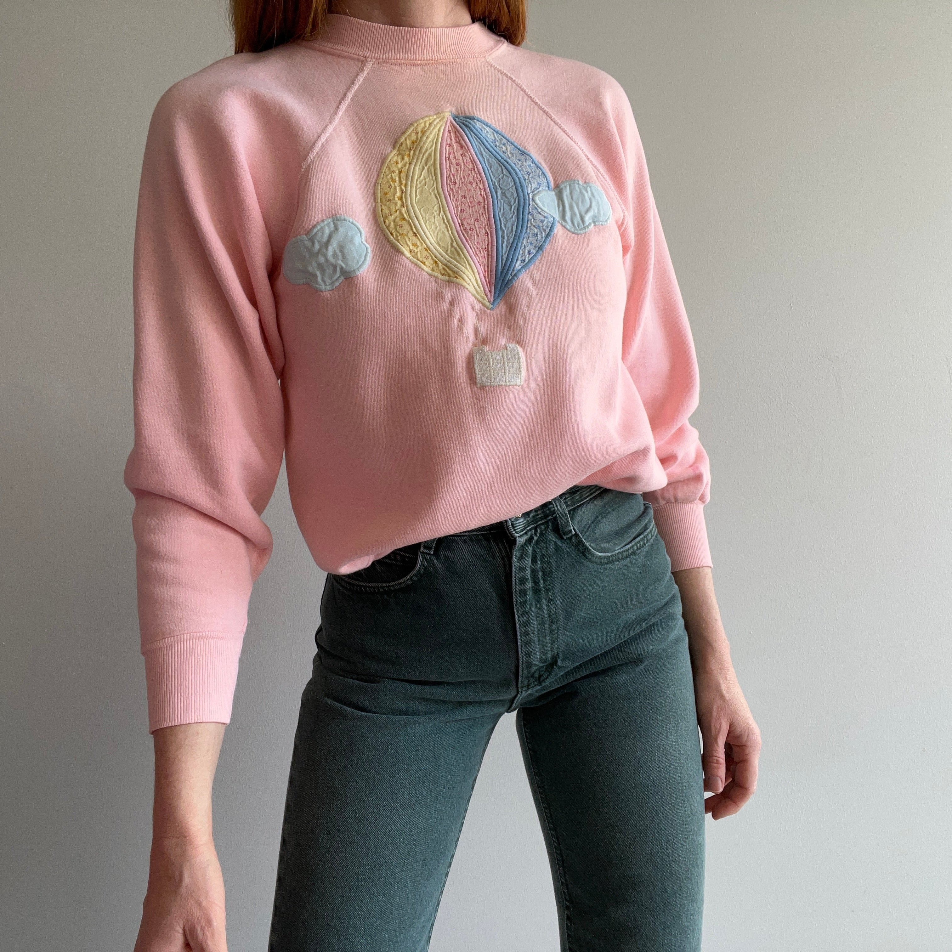 1980s Hot Air Balloon Applique Grandma Sweatshirt