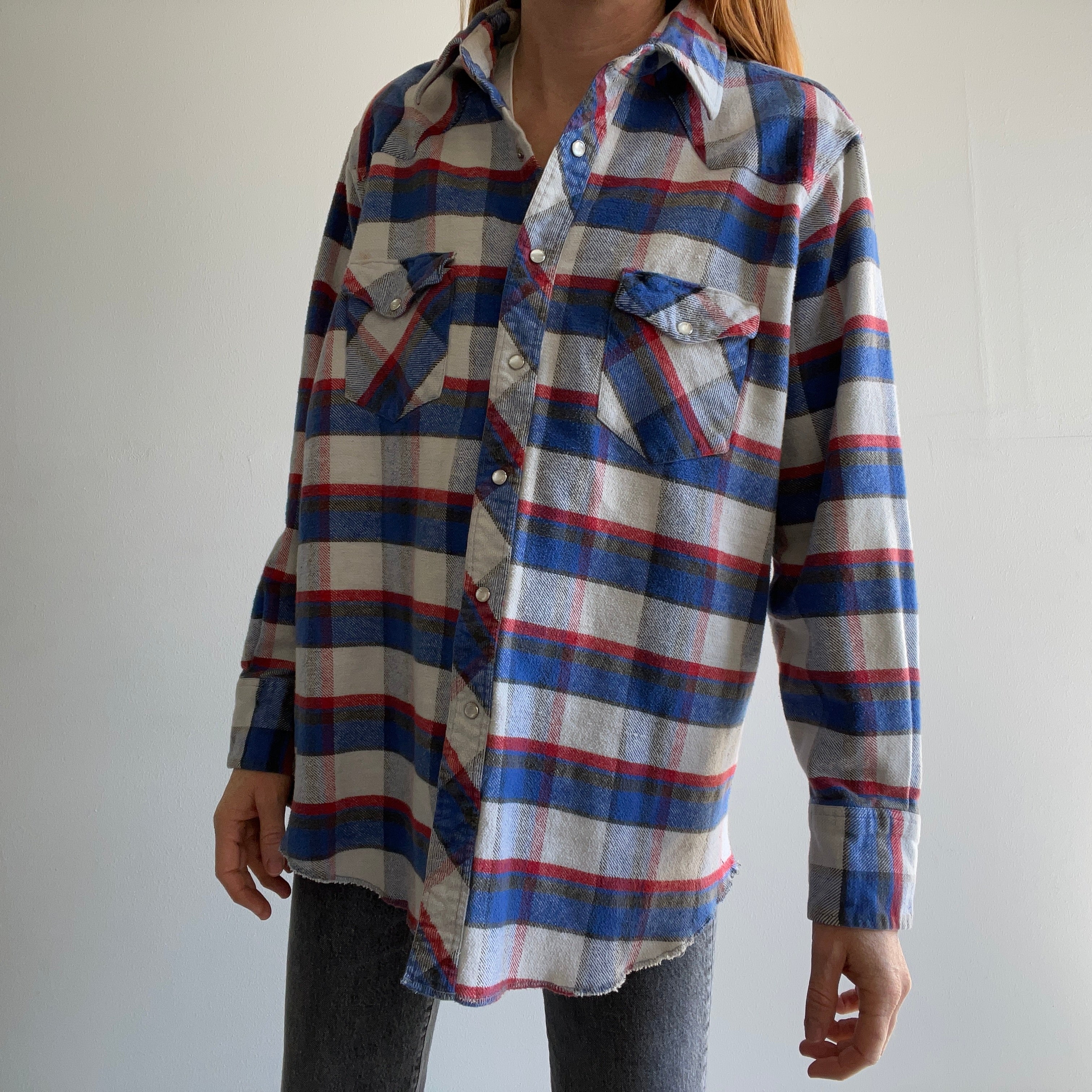 1990s Red, White and Blue Wrangler Western Flannel