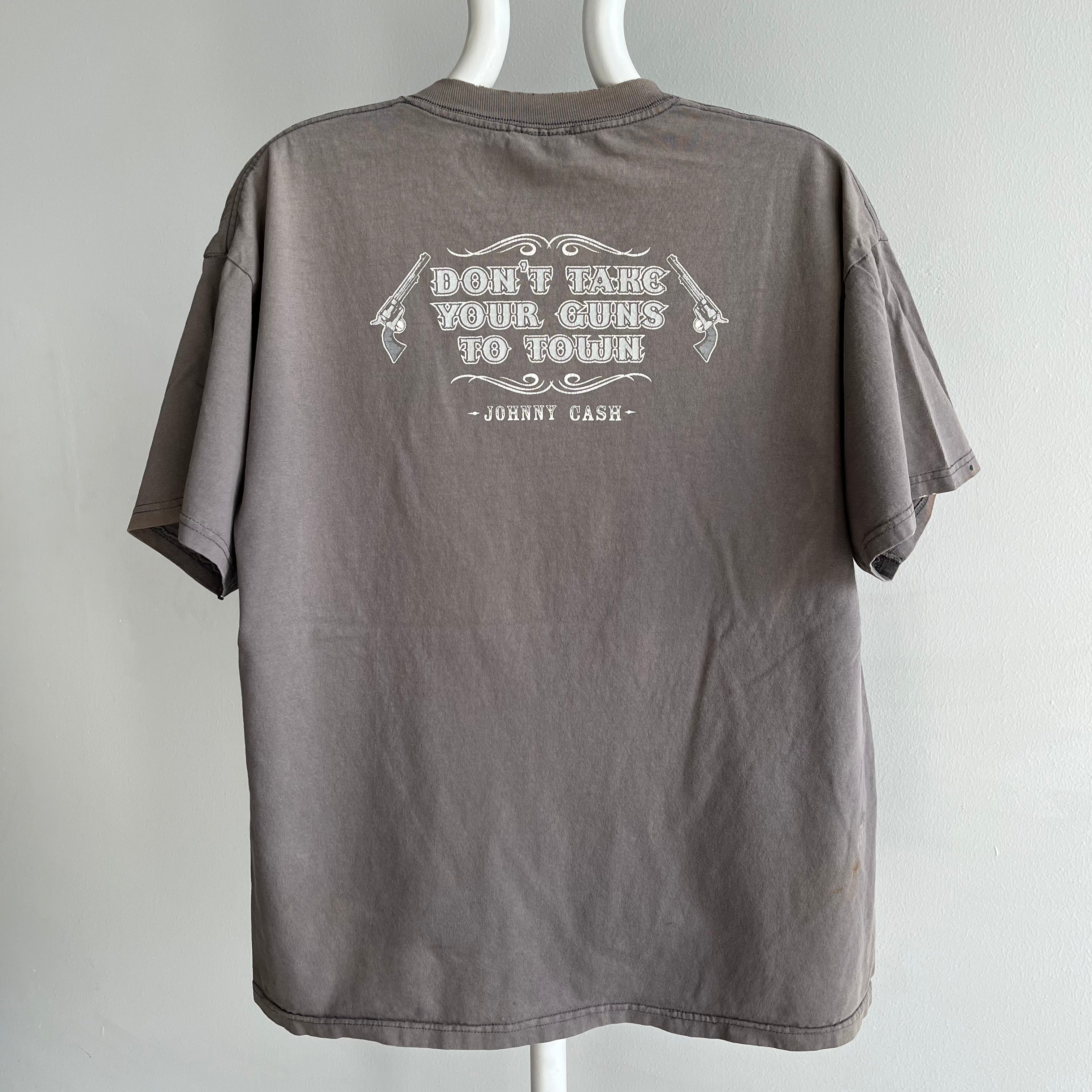 T-shirt Johnny Cash des années 1990/2000 parfaitement battu à double point - WOAH