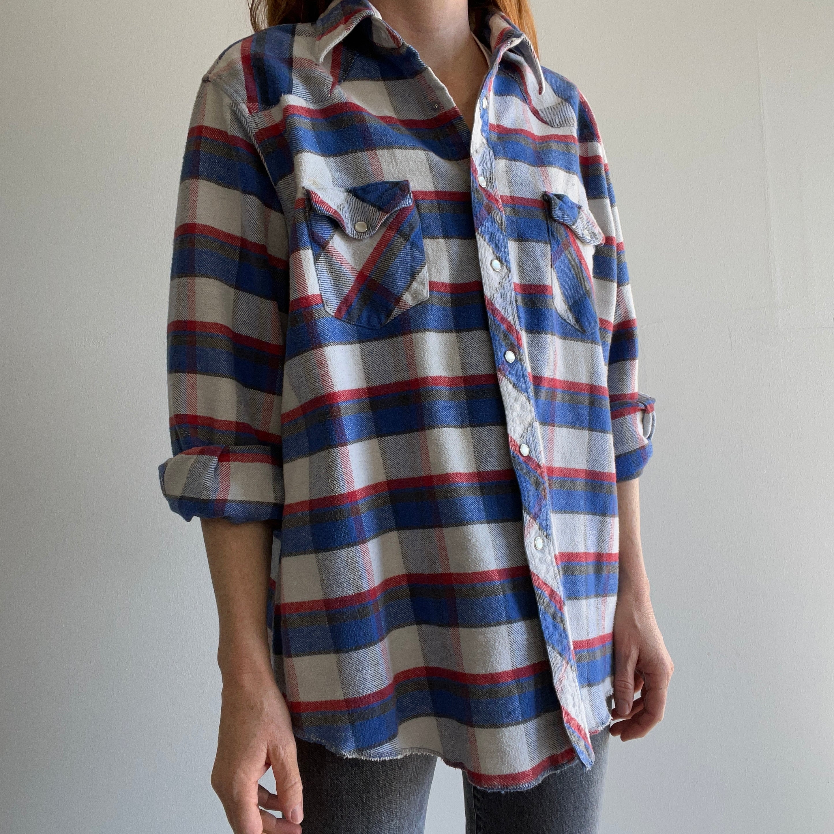 1990s Red, White and Blue Wrangler Western Flannel