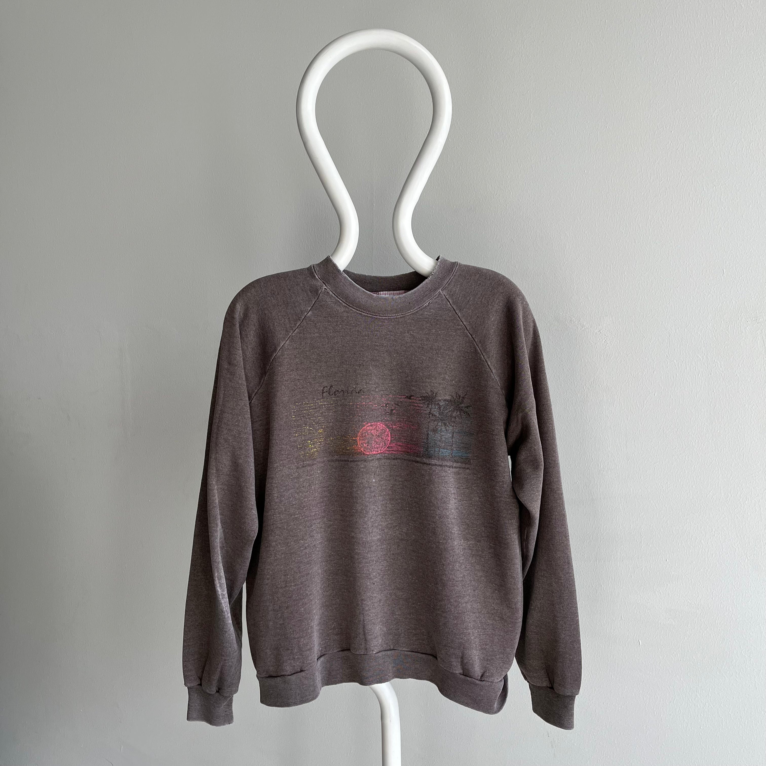 1980s Super Faded Florida Bronze/Gray/Brown Slouchy Worn Sweatshirt