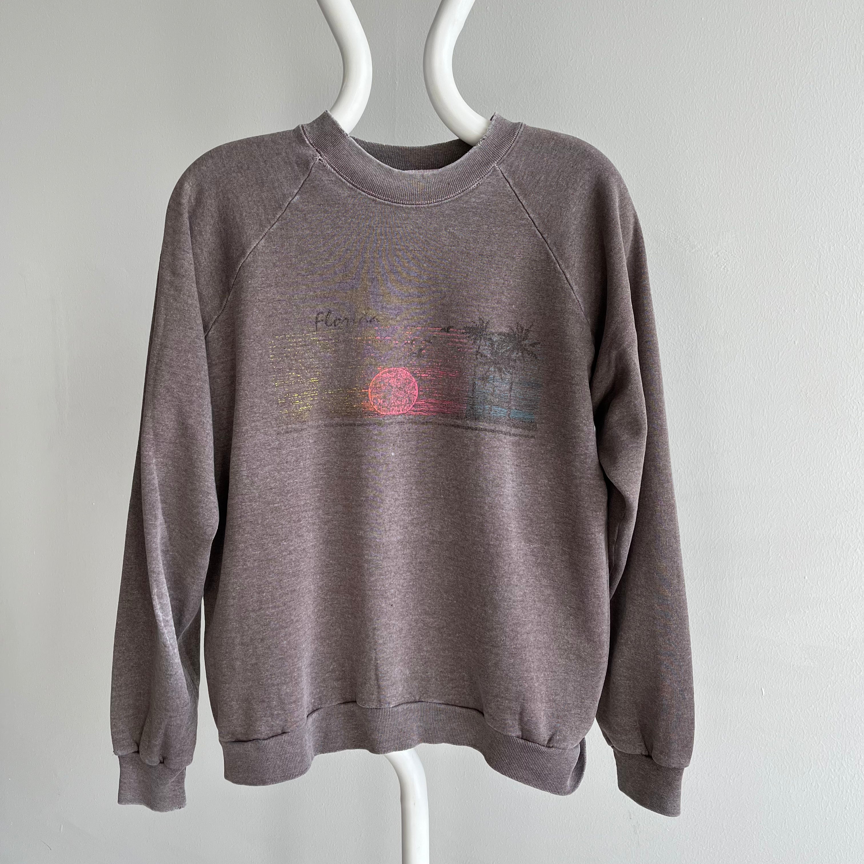 1980s Super Faded Florida Bronze/Gray/Brown Slouchy Worn Sweatshirt