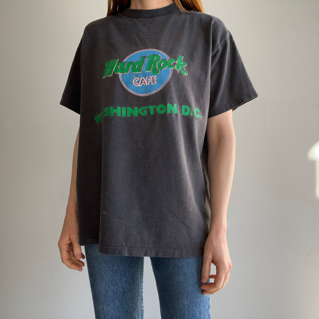 1980s Hard Rock Cafe Stamp sérigraphie Washington DC T-shirt parfaitement fané