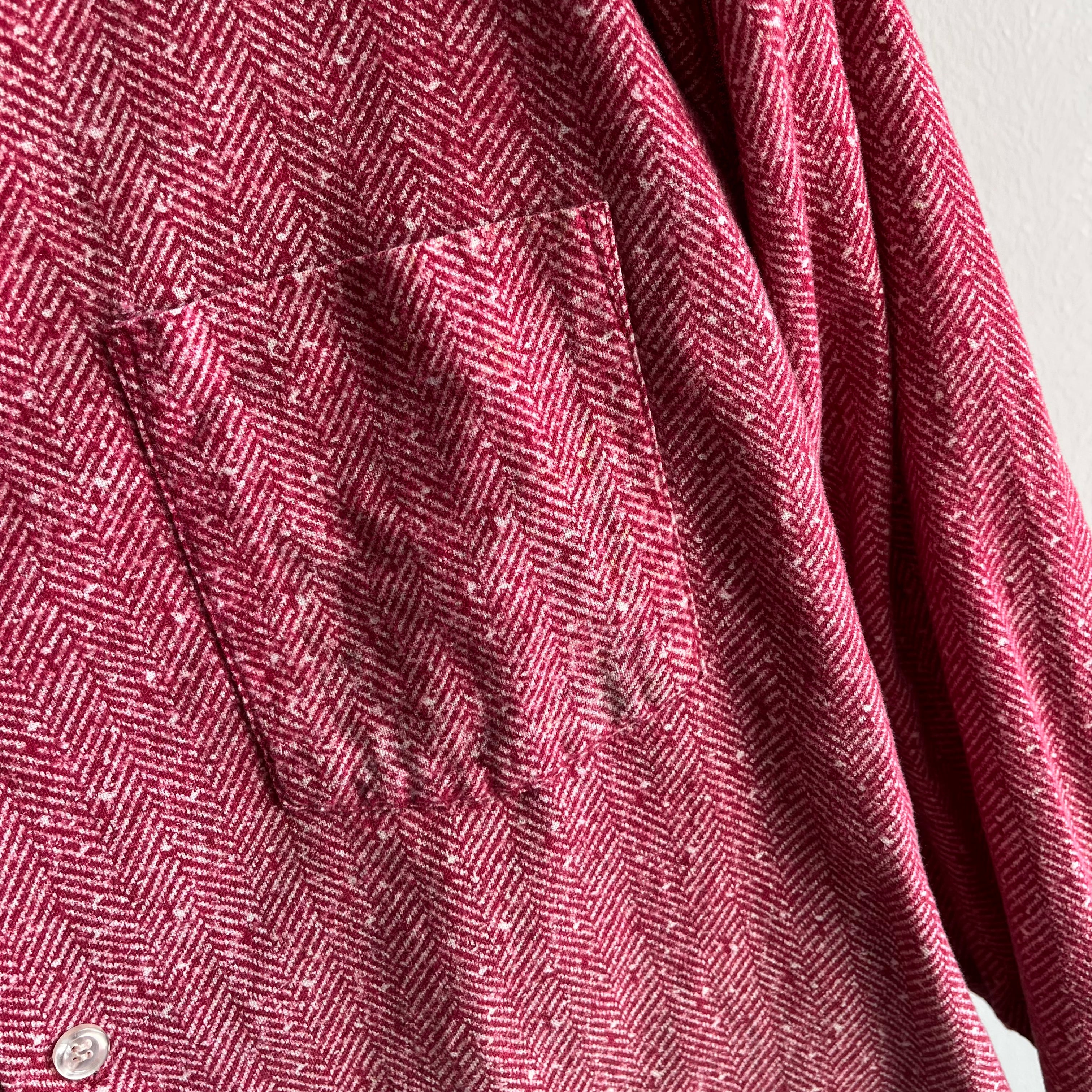 Chemise en flanelle rayée à chevrons super légère des années 1970 - WOW