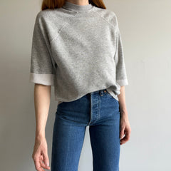 1980s Cut Sleeve Super Thin Gray Sweatshirt