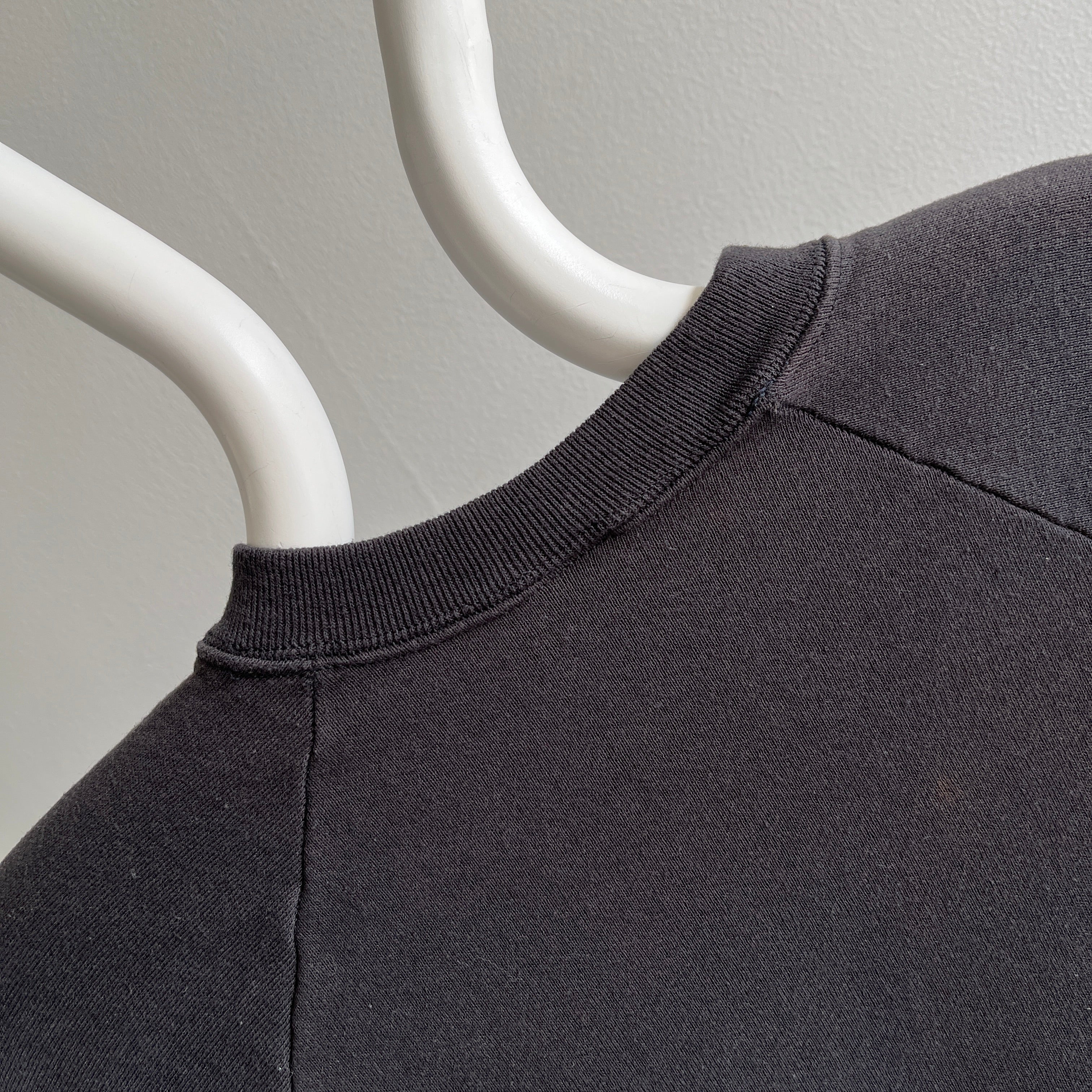 1980s Blank Black Raglan - Almost No Wear