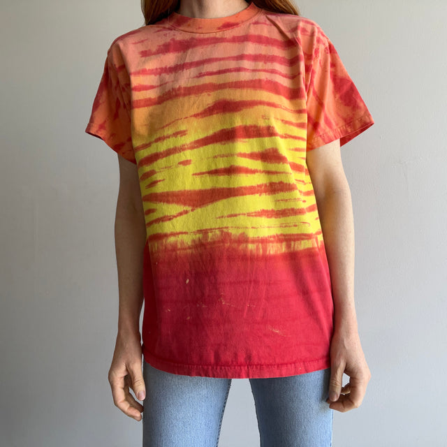 1990/2000s Striped Tie Dye Cotton T-Shirt