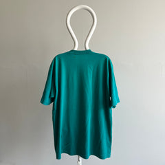 1980s relaxed fit Teal Beat Up Pocket T-Shirt