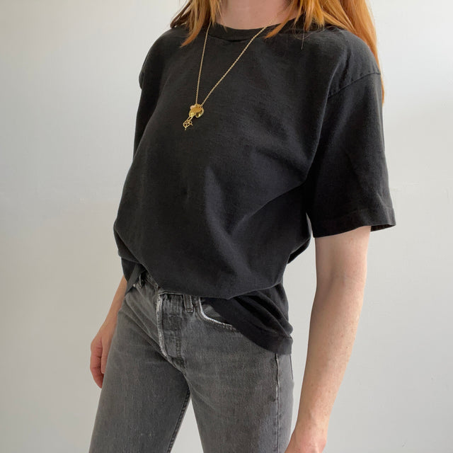 1980s FOTL Ladies T-shirt en coton noir vierge