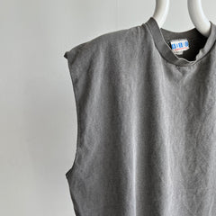 1980s Extremely Faded Black to Gray Cotton DIY Oversized Tank